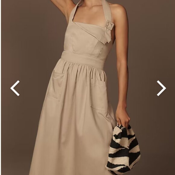 Anthropologie Porridge Halter Utility Midi Dress, Size Small - Picture 4 of 7